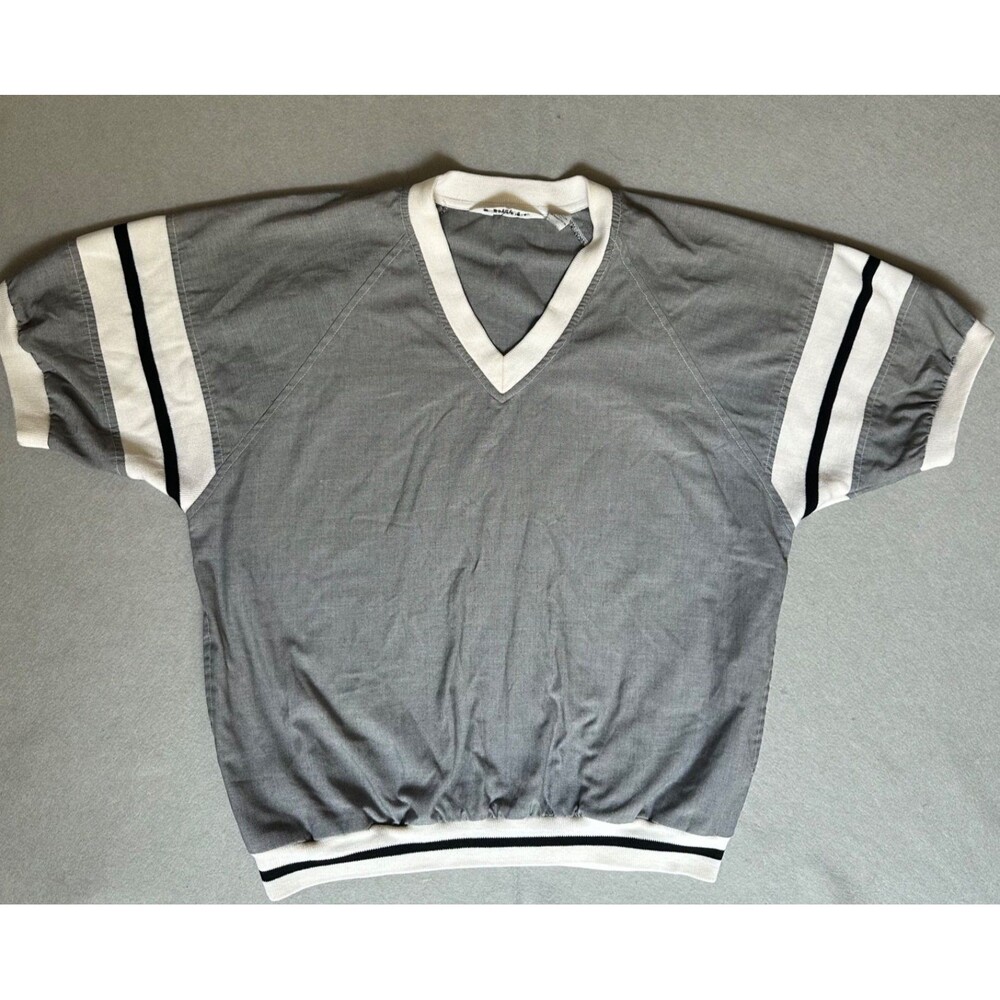 VTG Christian Dior Monsieur V-Neck Short Sleeve Pullover Sweatshirt Gray L Boho